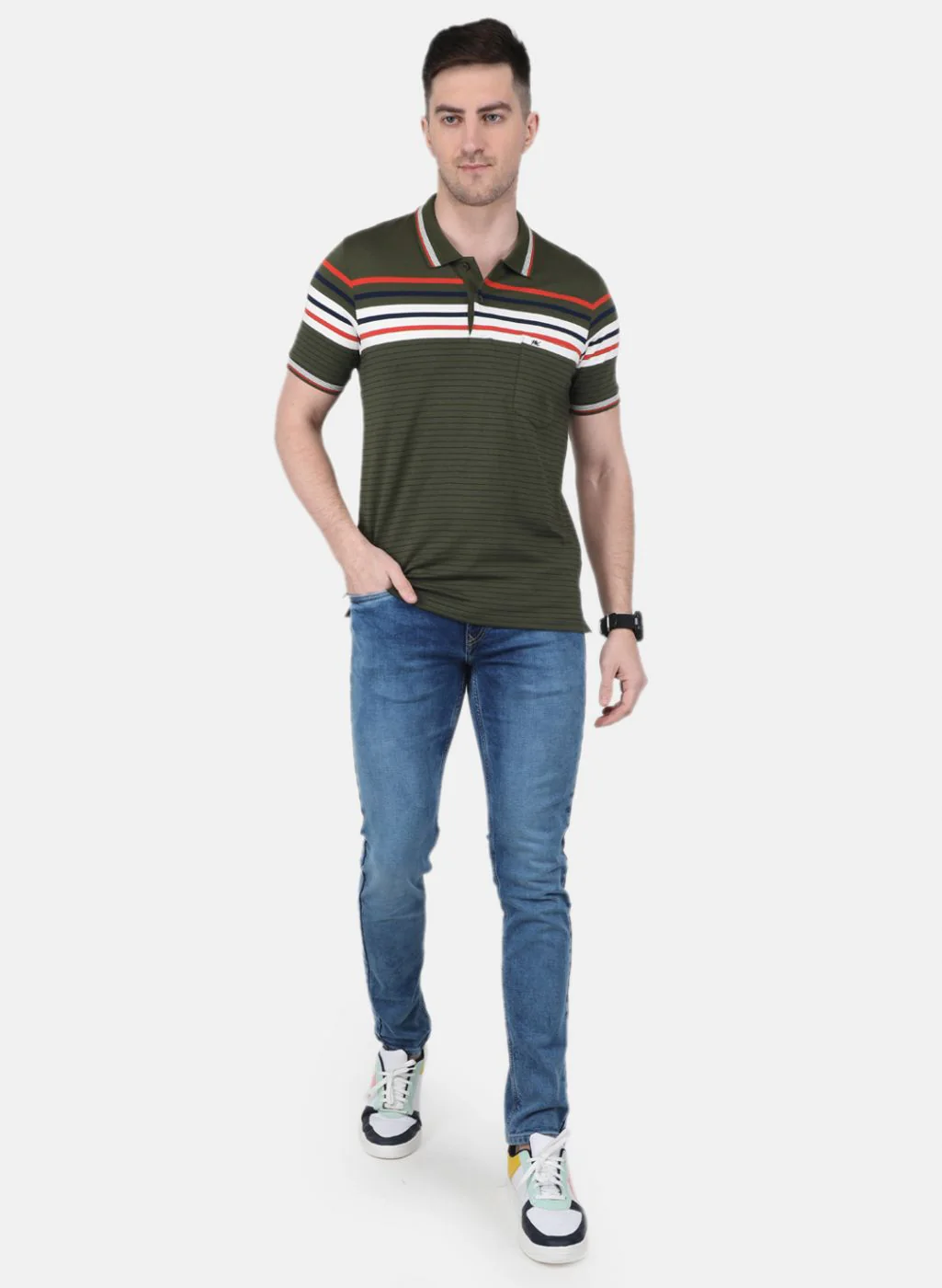 Men Olive Printed T-Shirt - Image 4