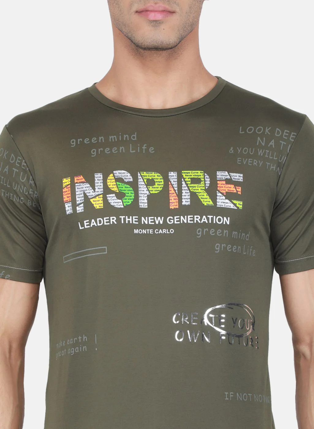 Men Olive Printed T-Shirt - Image 5