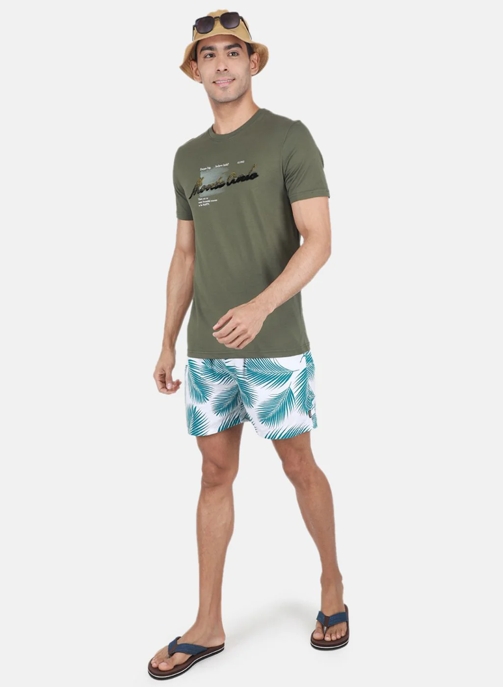 Men Olive Printed T-Shirt - Image 4
