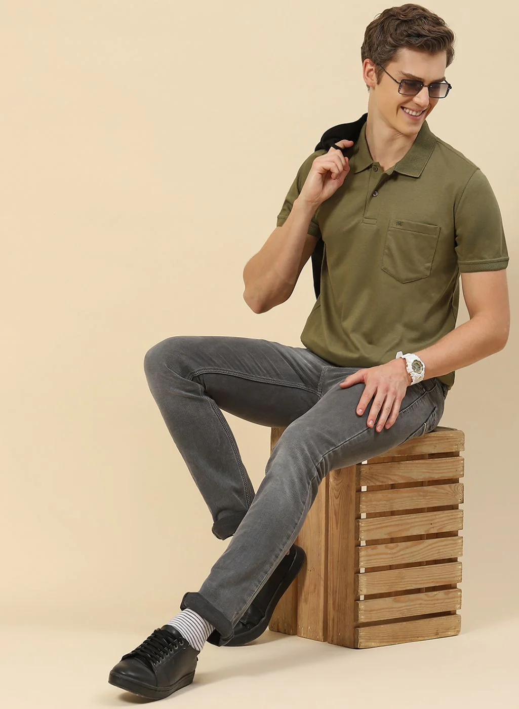 Men Olive Printed T-Shirt - Image 2