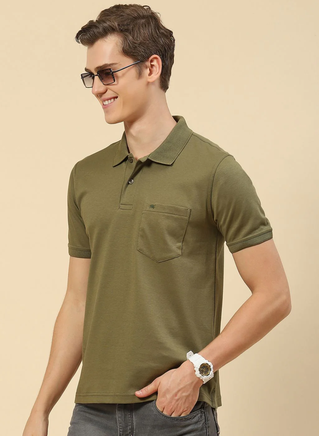 Men Olive Printed T-Shirt - Image 3
