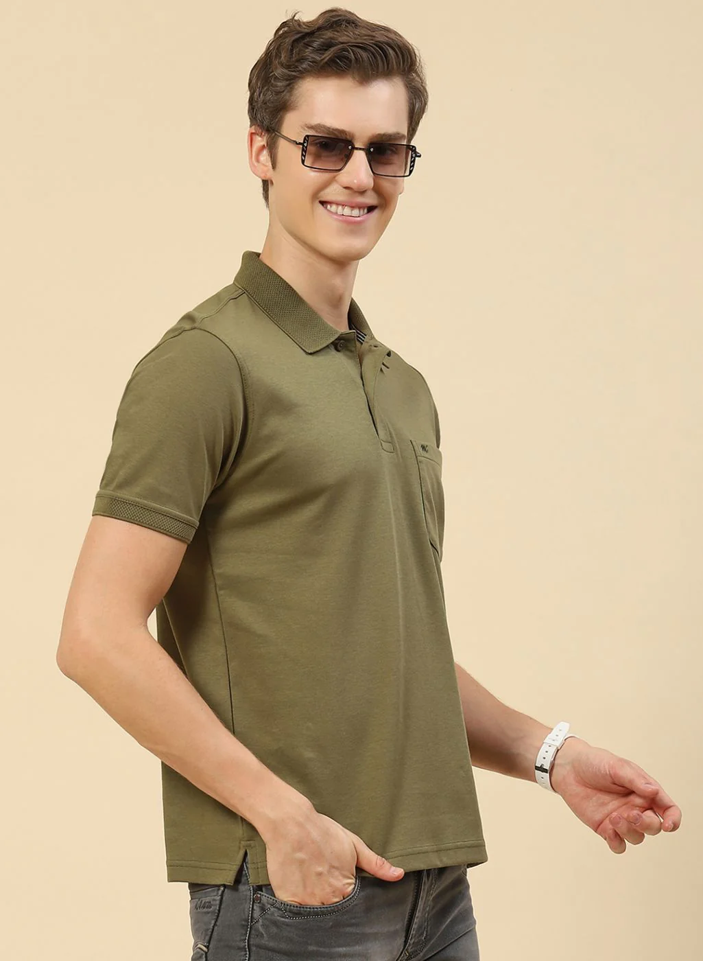 Men Olive Printed T-Shirt - Image 4