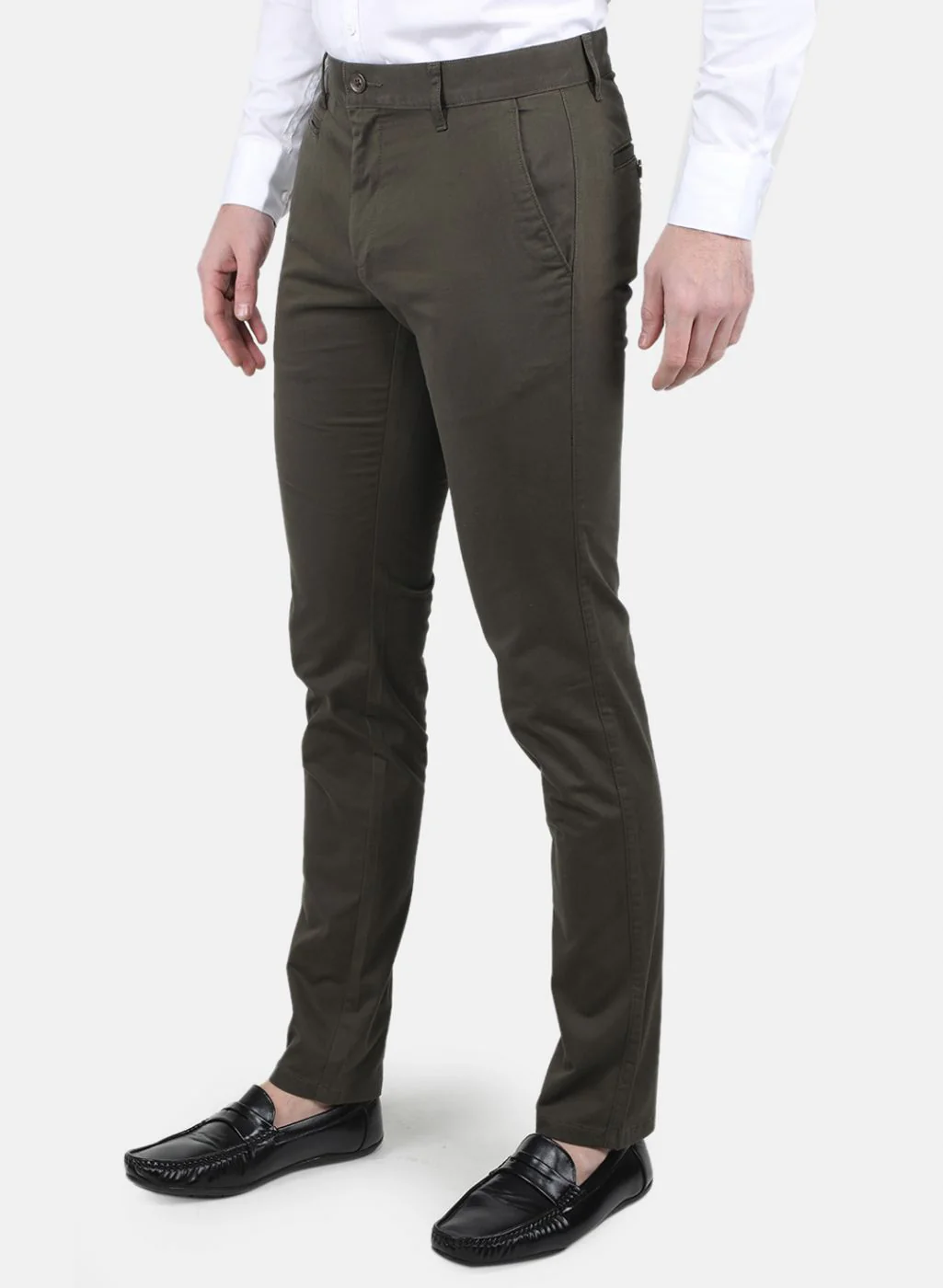 Men Olive Regular Fit Trouser - Image 2