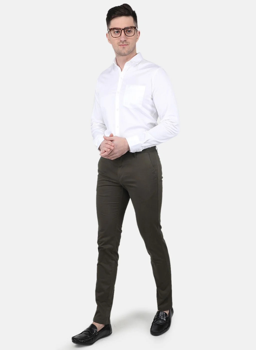 Men Olive Regular Fit Trouser - Image 4