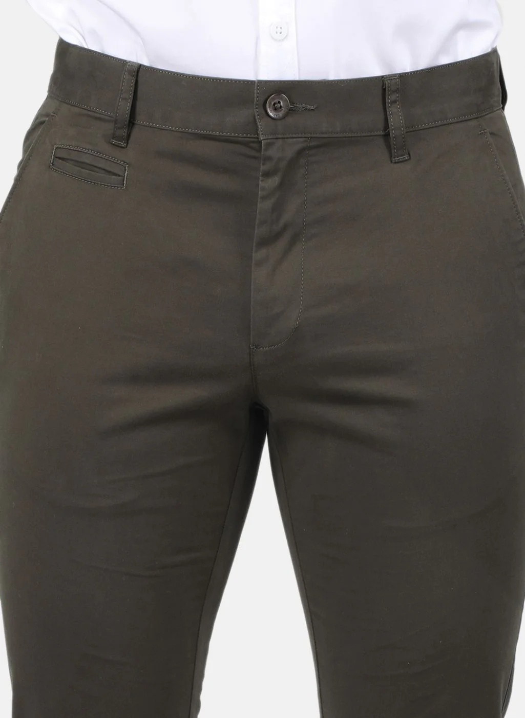 Men Olive Regular Fit Trouser - Image 5