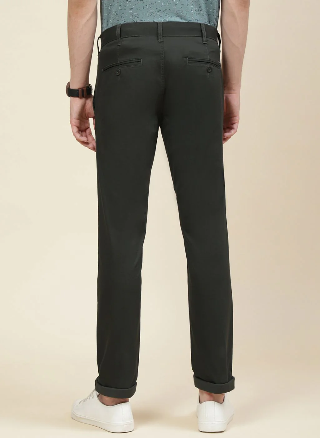 Men Olive Regular Fit Trouser - Image 5