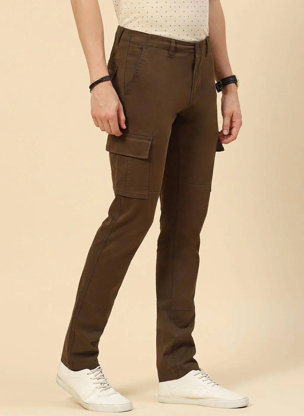 Men Olive Regular Fit Trouser - Image 3