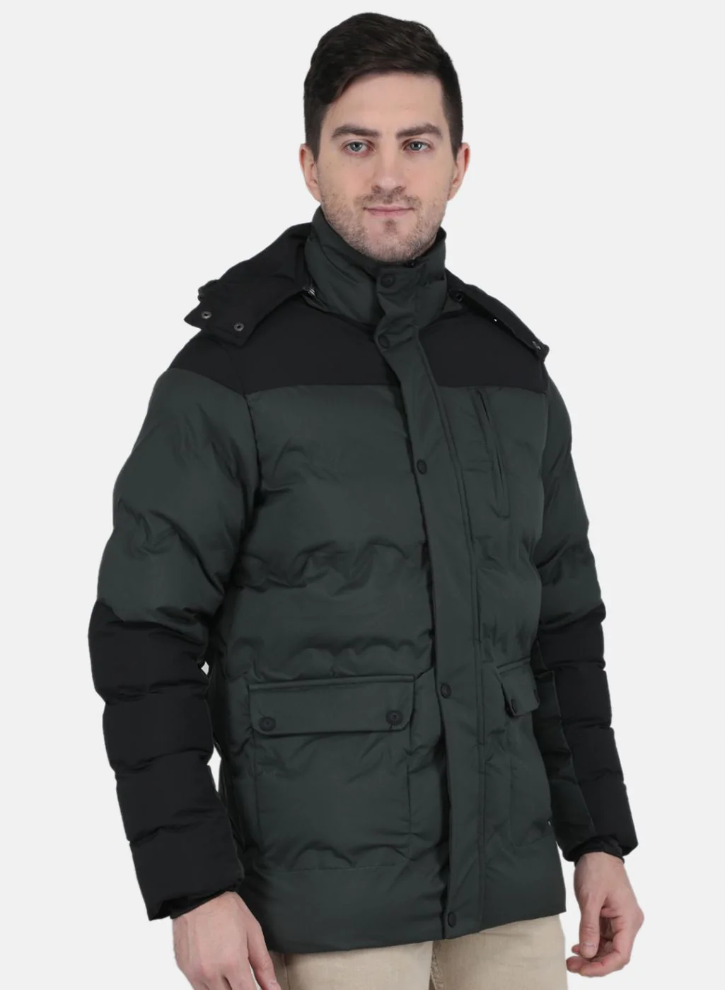 Men Olive Solid Jacket - Image 6