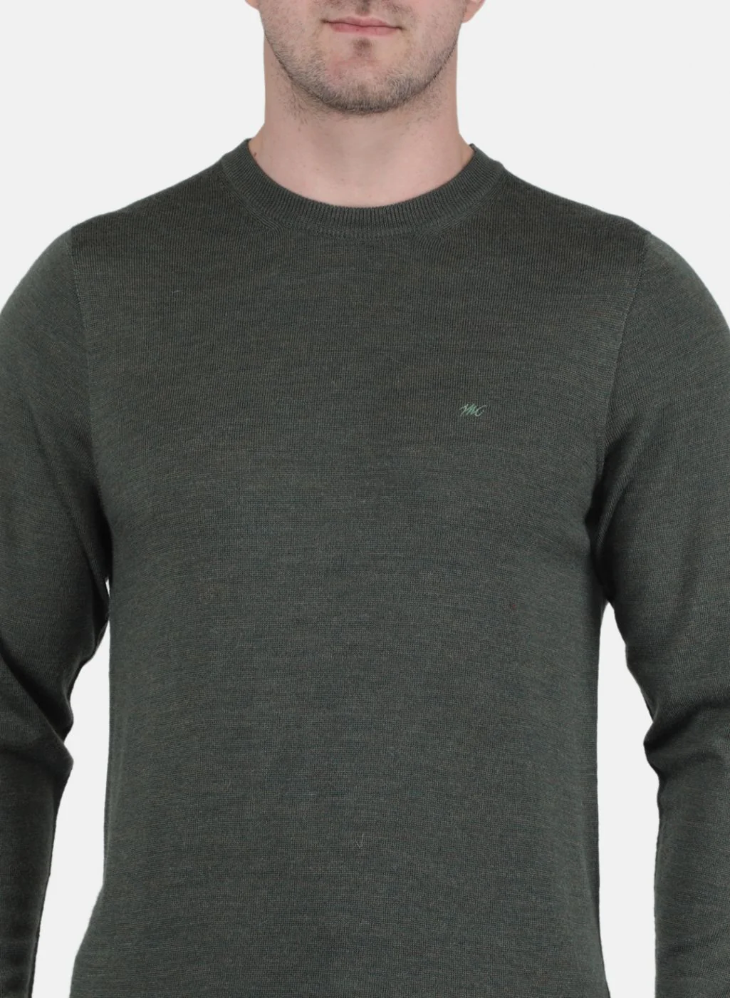 Men Olive Solid Pullover - Image 5