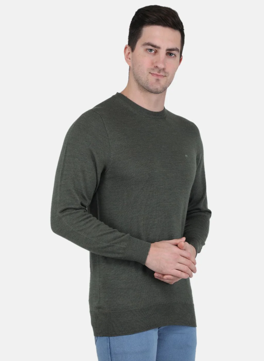 Men Olive Solid Pullover - Image 6
