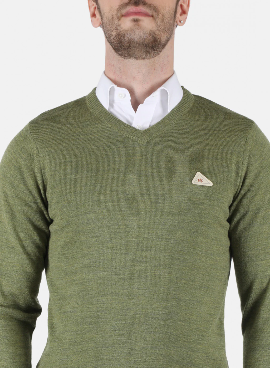 Men Olive Solid Sweater - Image 5