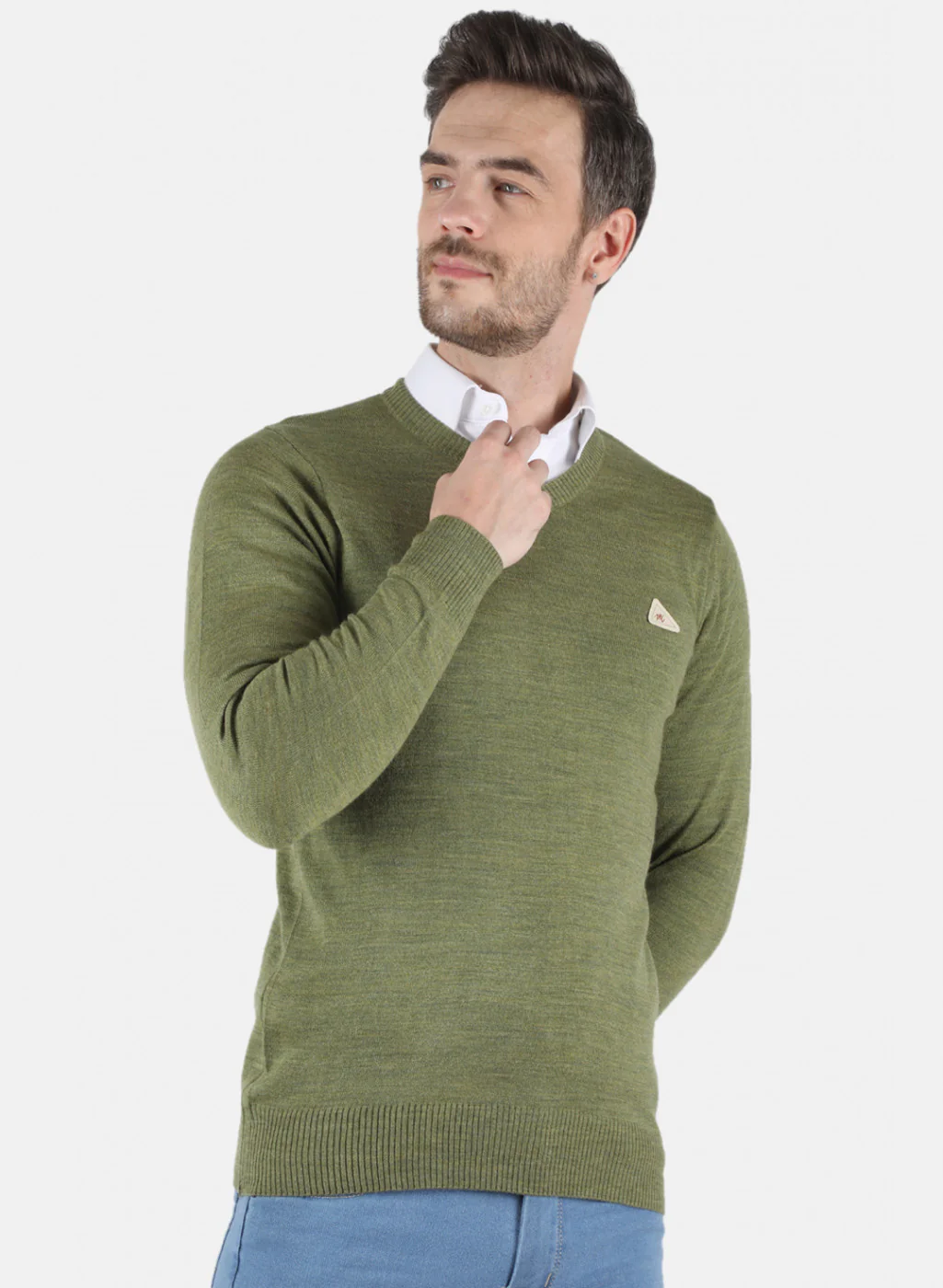 Men Olive Solid Sweater - Image 6