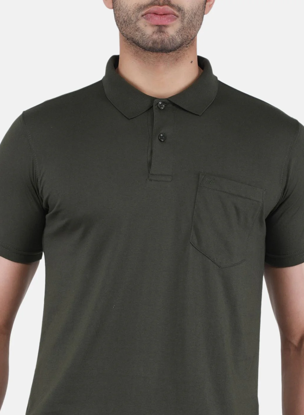 Men Olive Solid T-Shirt - Image 5