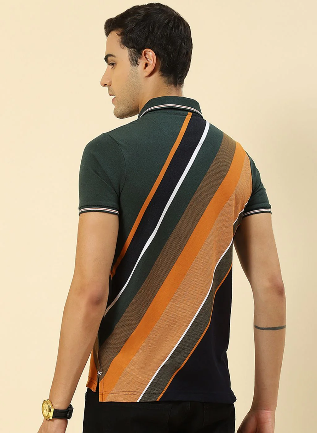 Men Olive Stripe T-Shirt - Image 5