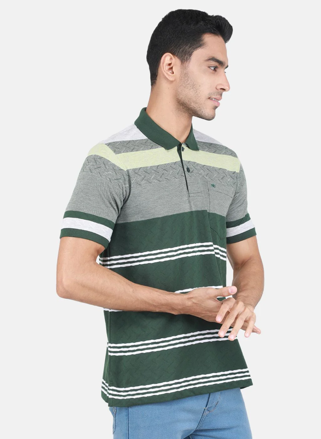 Men Olive Stripe T-Shirt - Image 6