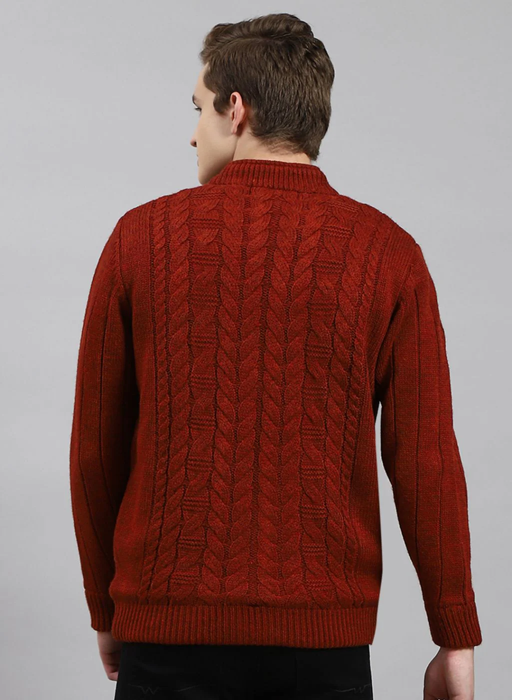 Men Orange Self Design Wool blend Jacket - Image 5