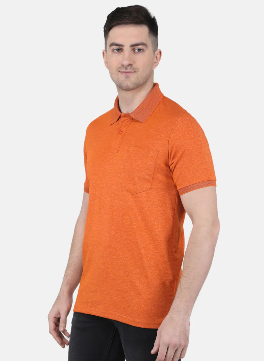 Men Orange Solid T-Shirt - Image 2