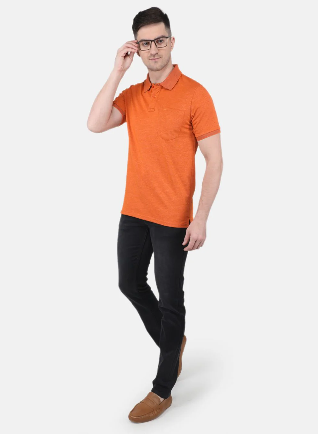 Men Orange Solid T-Shirt - Image 4