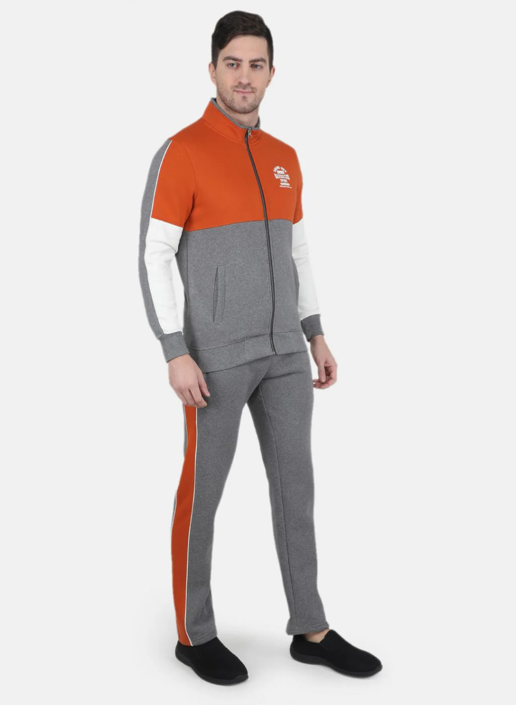 Men Orange Solid Tracksuit - Image 7