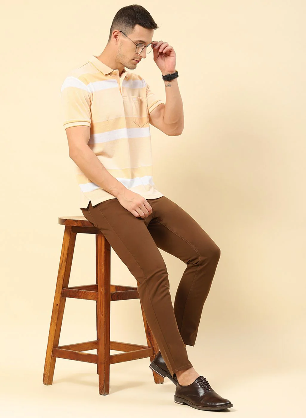 Men Orange Stripe T-Shirt - Image 5