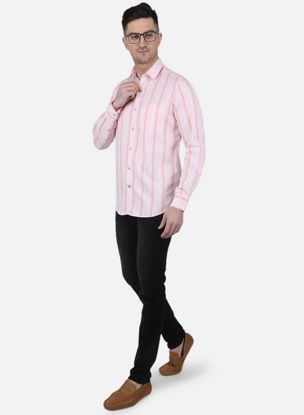 Men Peach Printed Shirt - Image 4