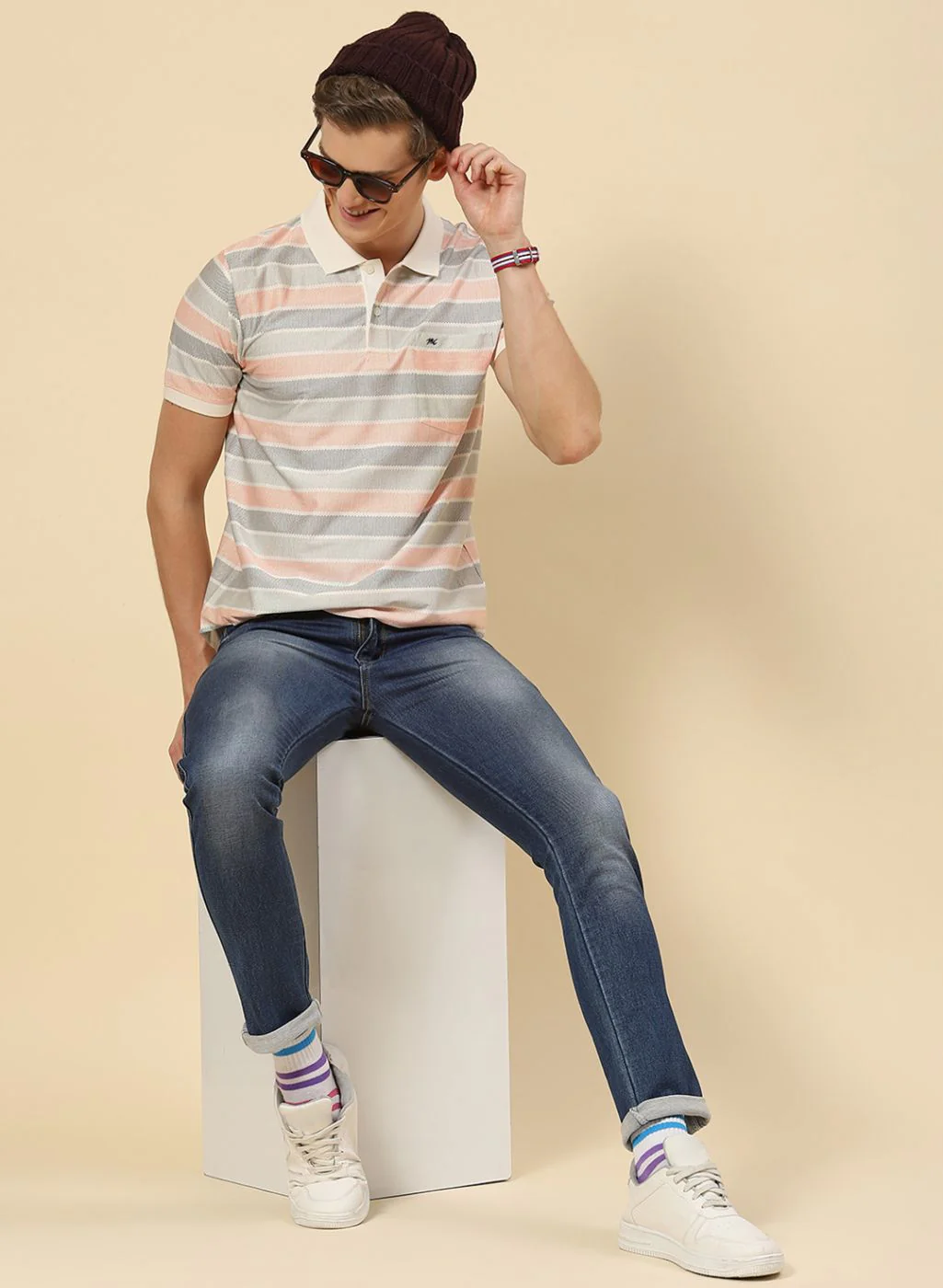 Men Peach Printed T-Shirt - Image 5