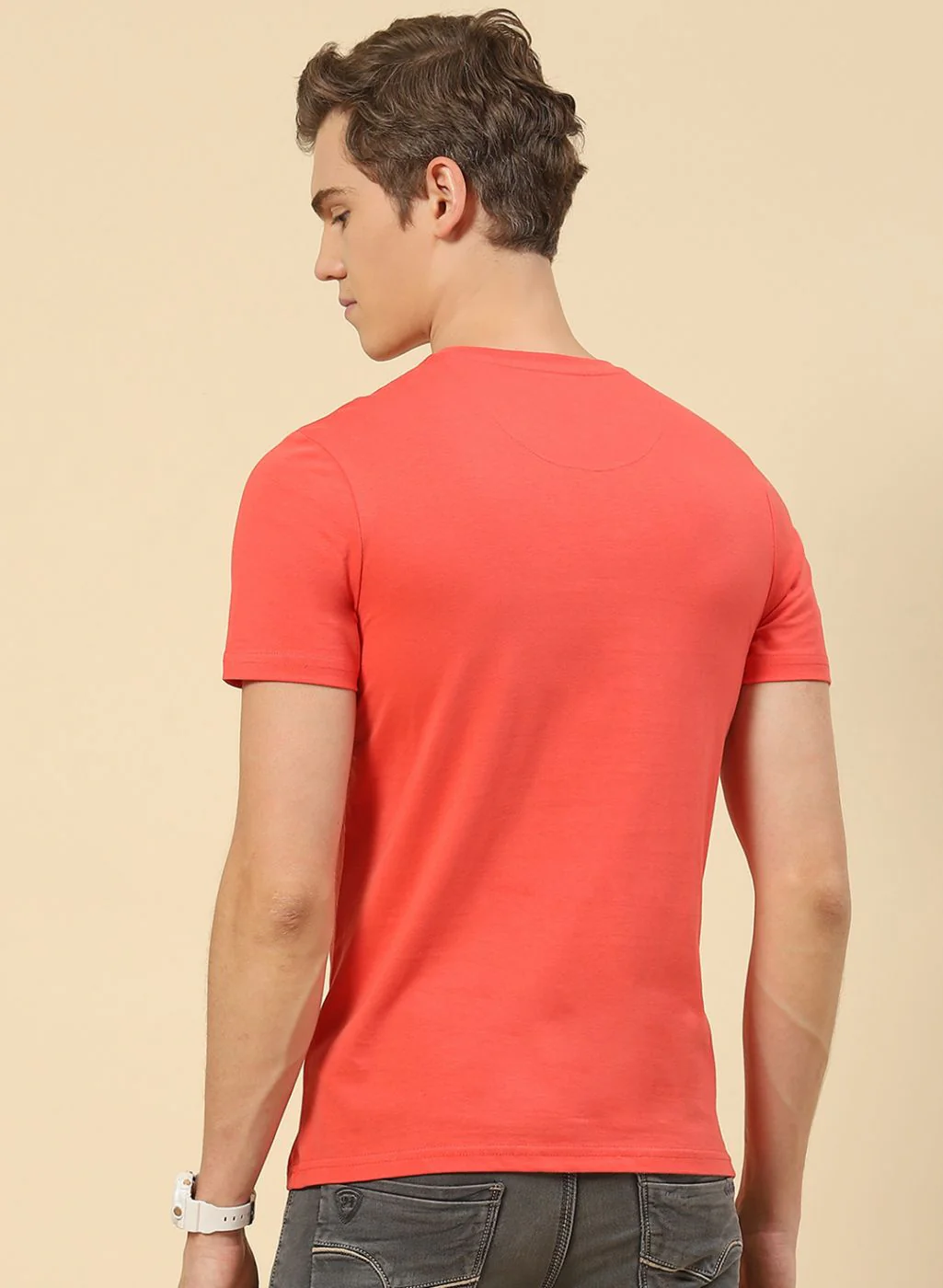 Men Peach Printed T-Shirt - Image 5