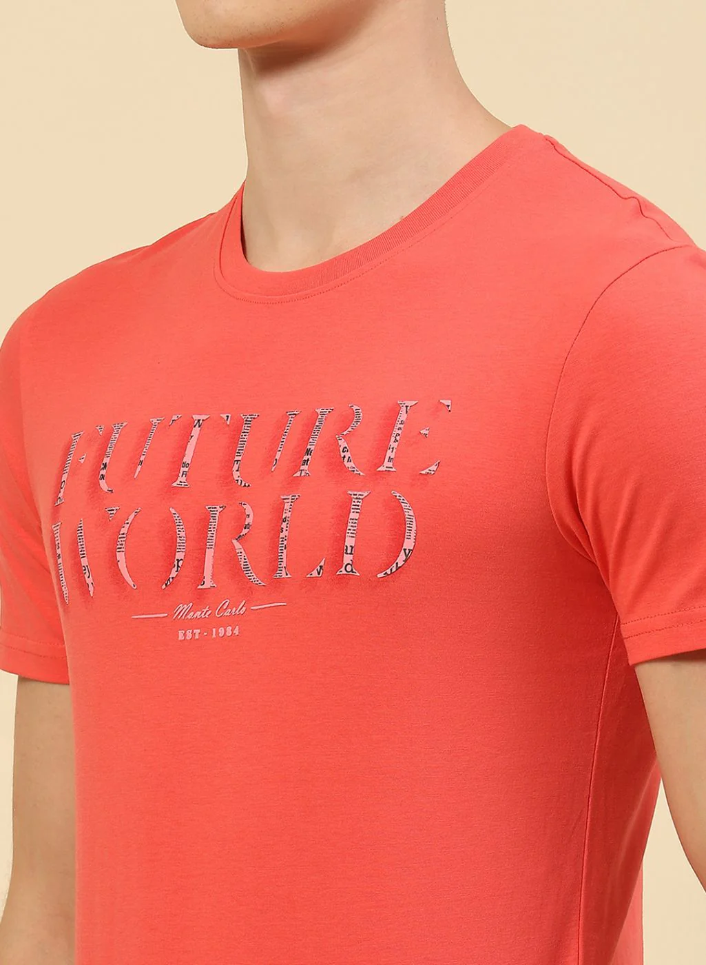 Men Peach Printed T-Shirt - Image 6