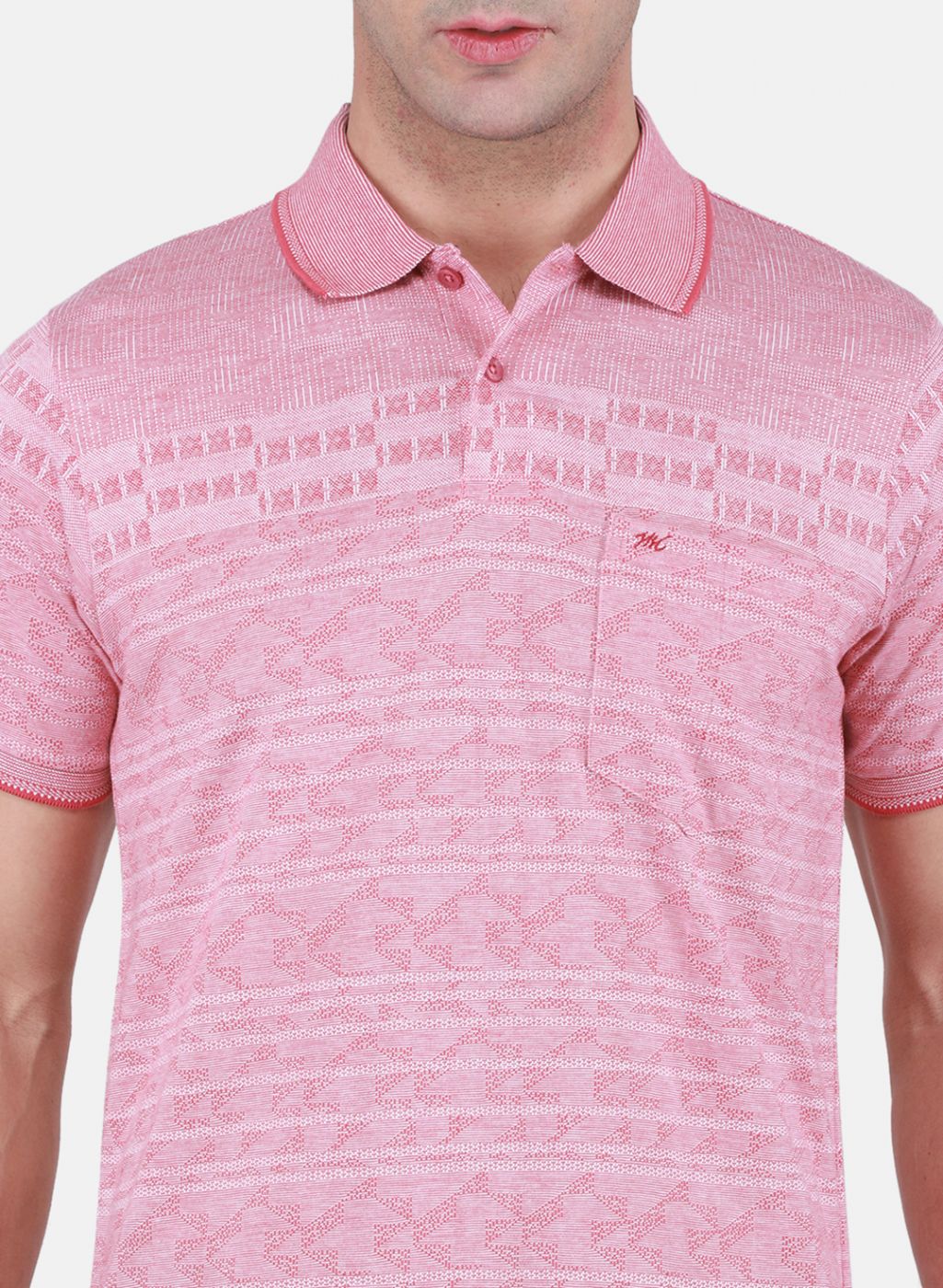 Men Pink Jaquard T-Shirt - Image 5