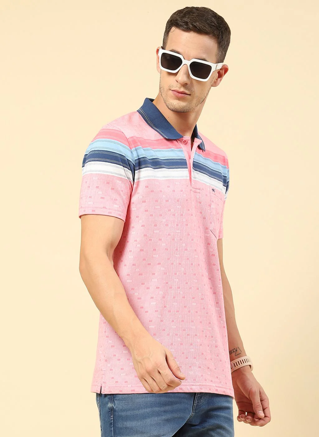 Men Pink Printed T-Shirt - Image 3