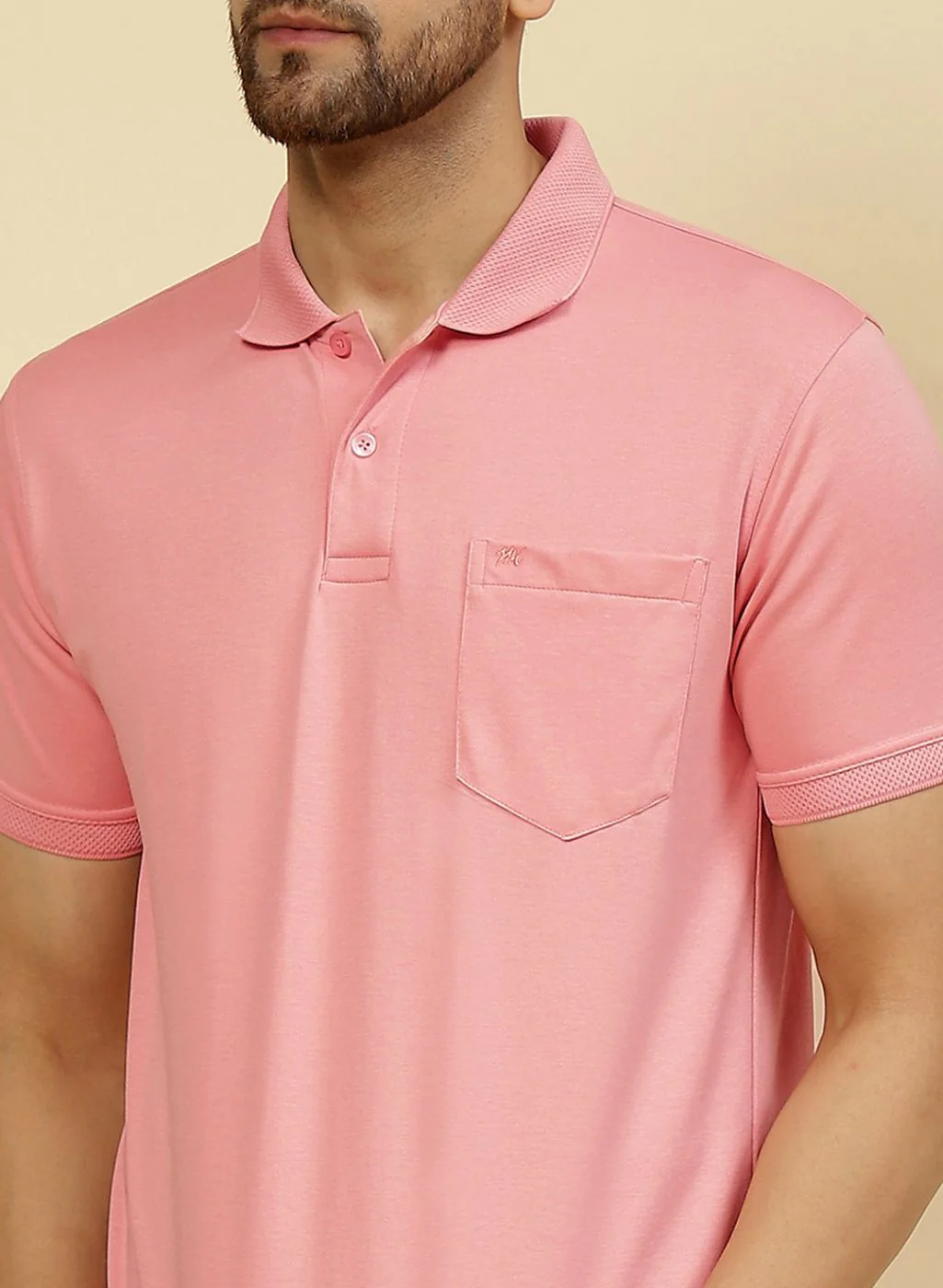 Men Pink Solid T-Shirt - Image 6