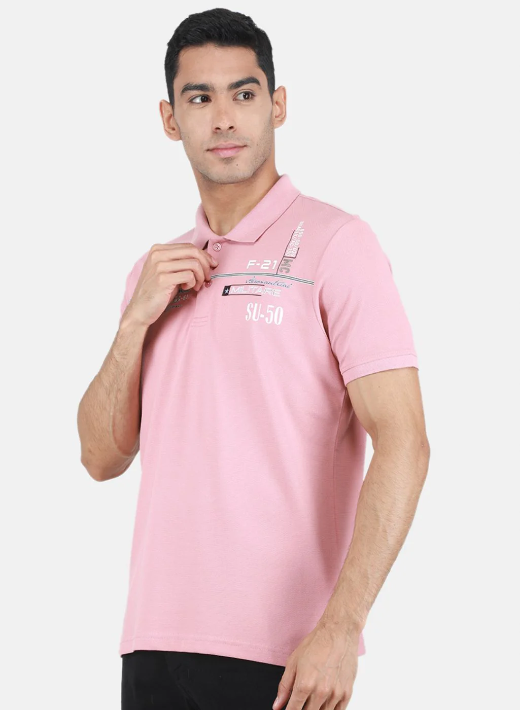 Men Pink Solid T-Shirt - Image 2