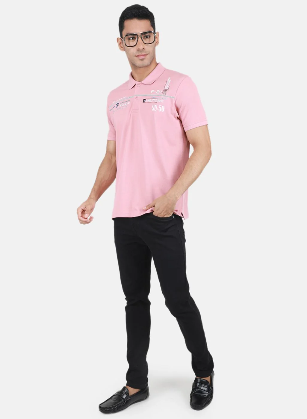 Men Pink Solid T-Shirt - Image 4