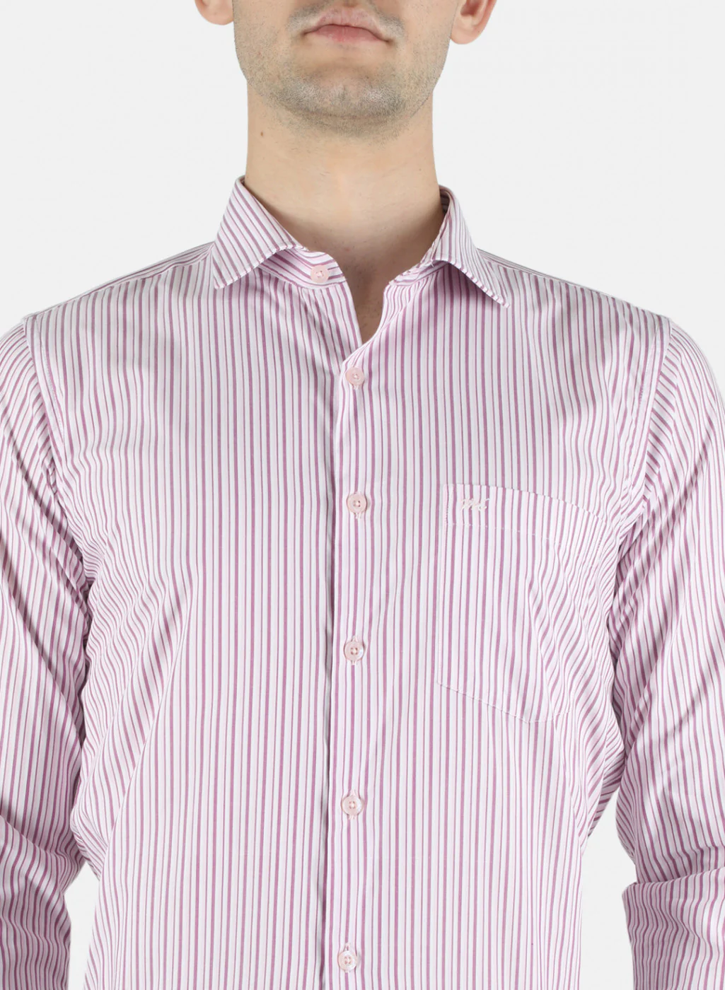 Men Pink Stripe Shirt - Image 5