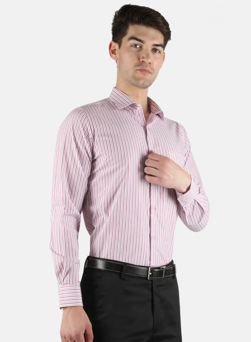 Men Pink Stripe Shirt - Image 6