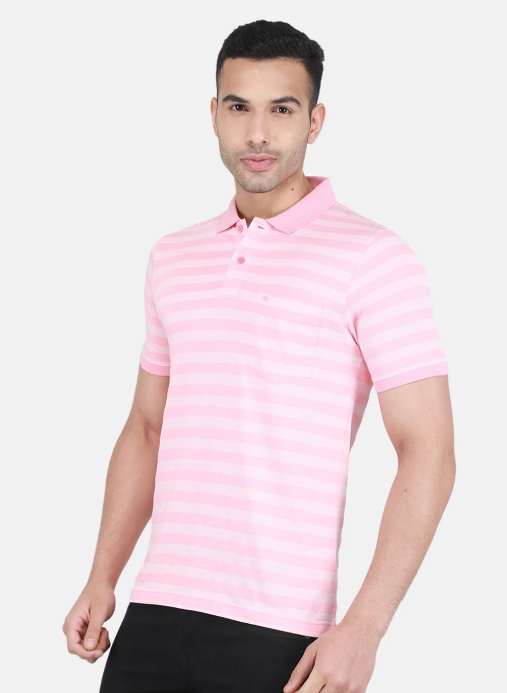 Men Pink Stripe T-Shirt - Image 2