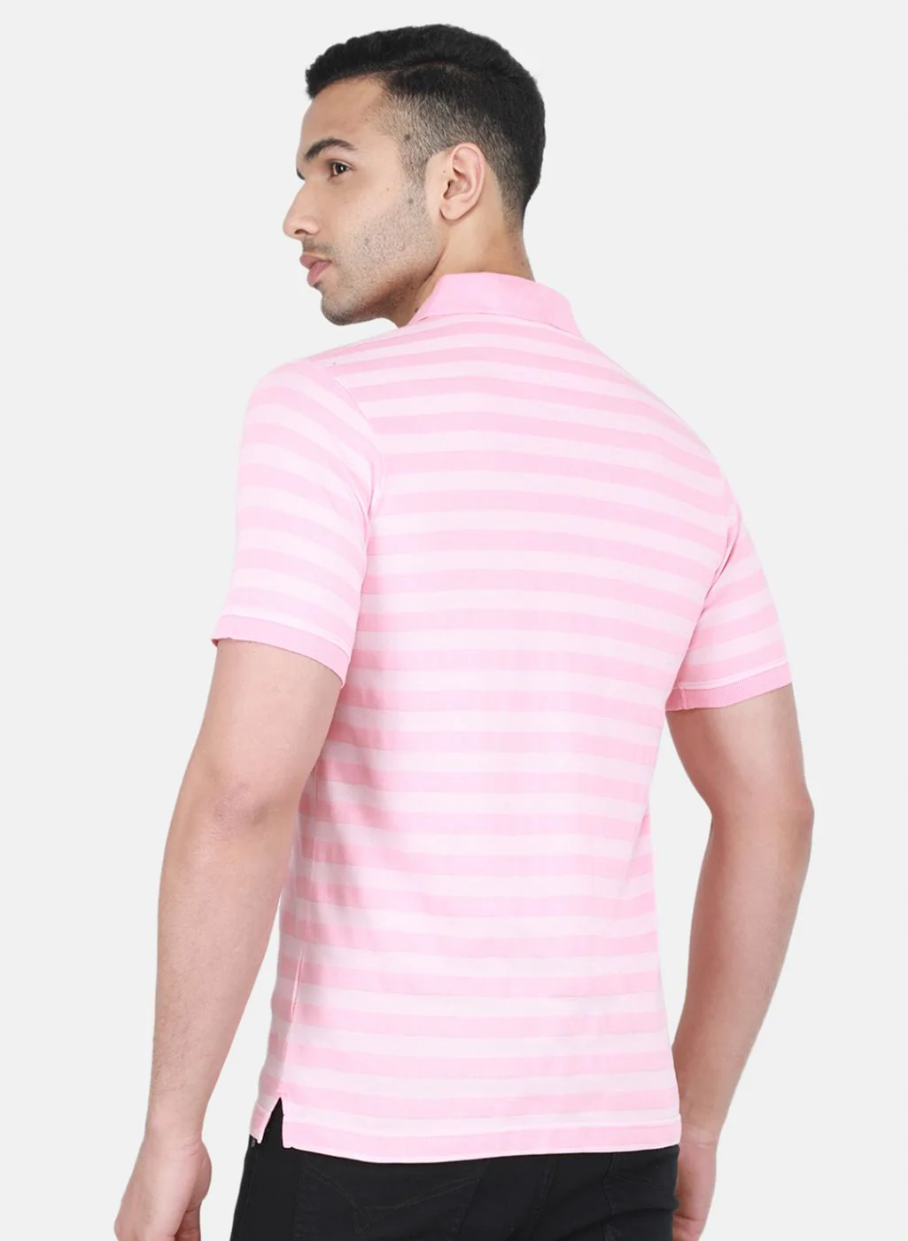 Men Pink Stripe T-Shirt - Image 3
