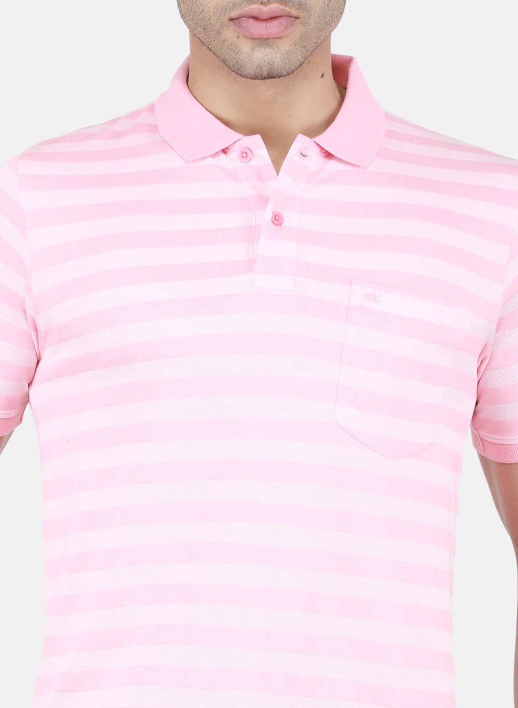 Men Pink Stripe T-Shirt - Image 5