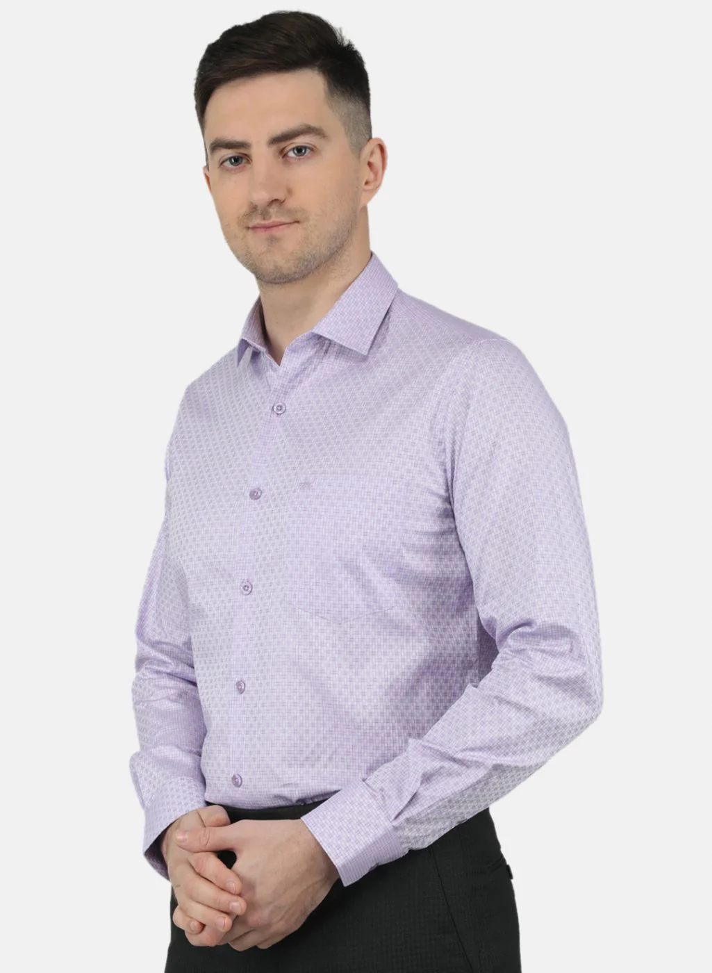 Men Purple Check Shirt - Image 2