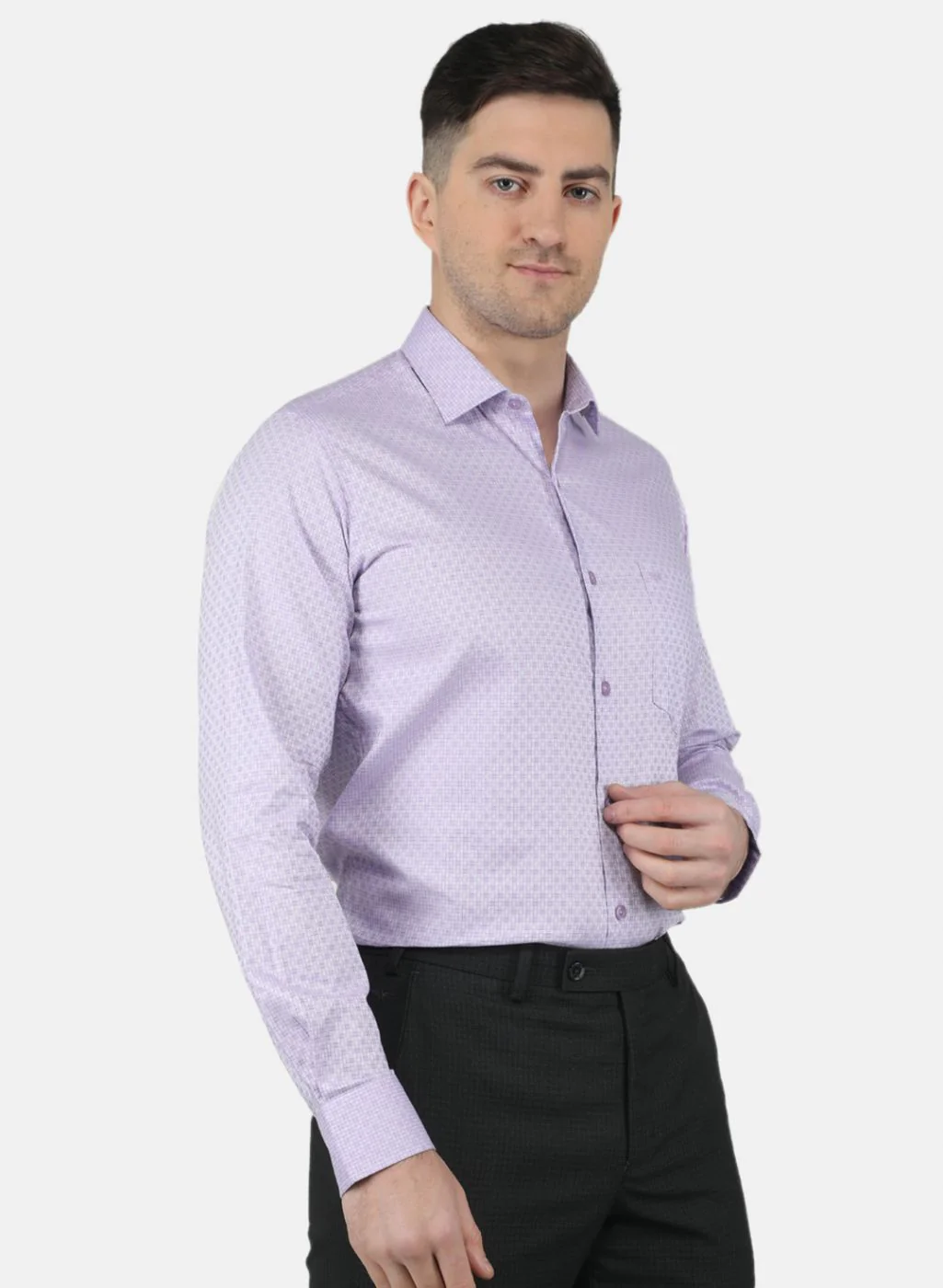 Men Purple Check Shirt - Image 6