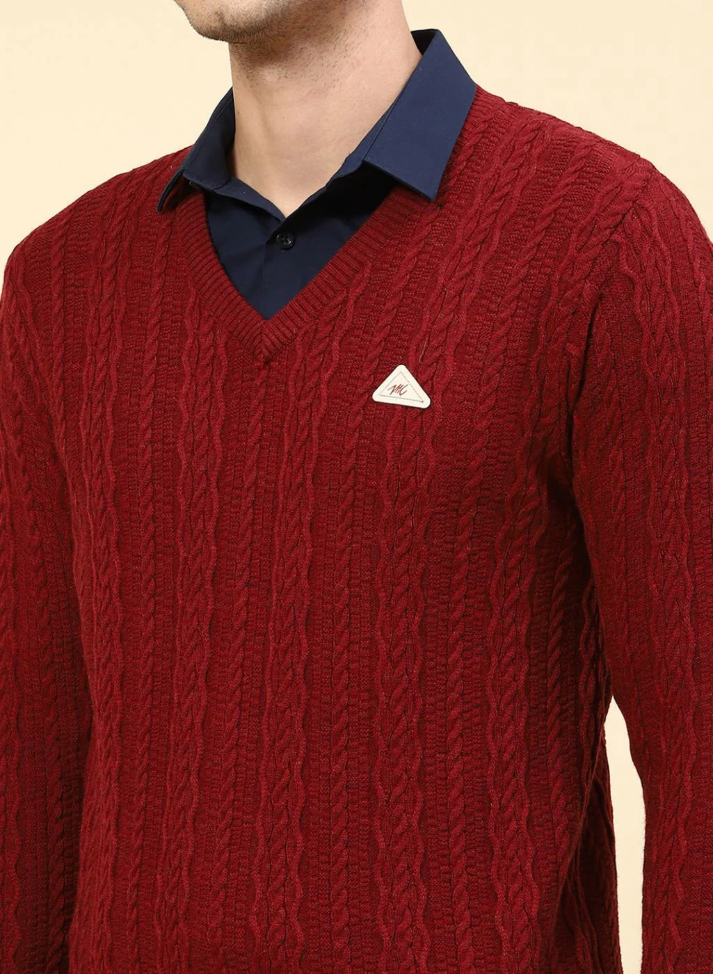 Men Purple Self Design Wool blend Pullover - Image 6