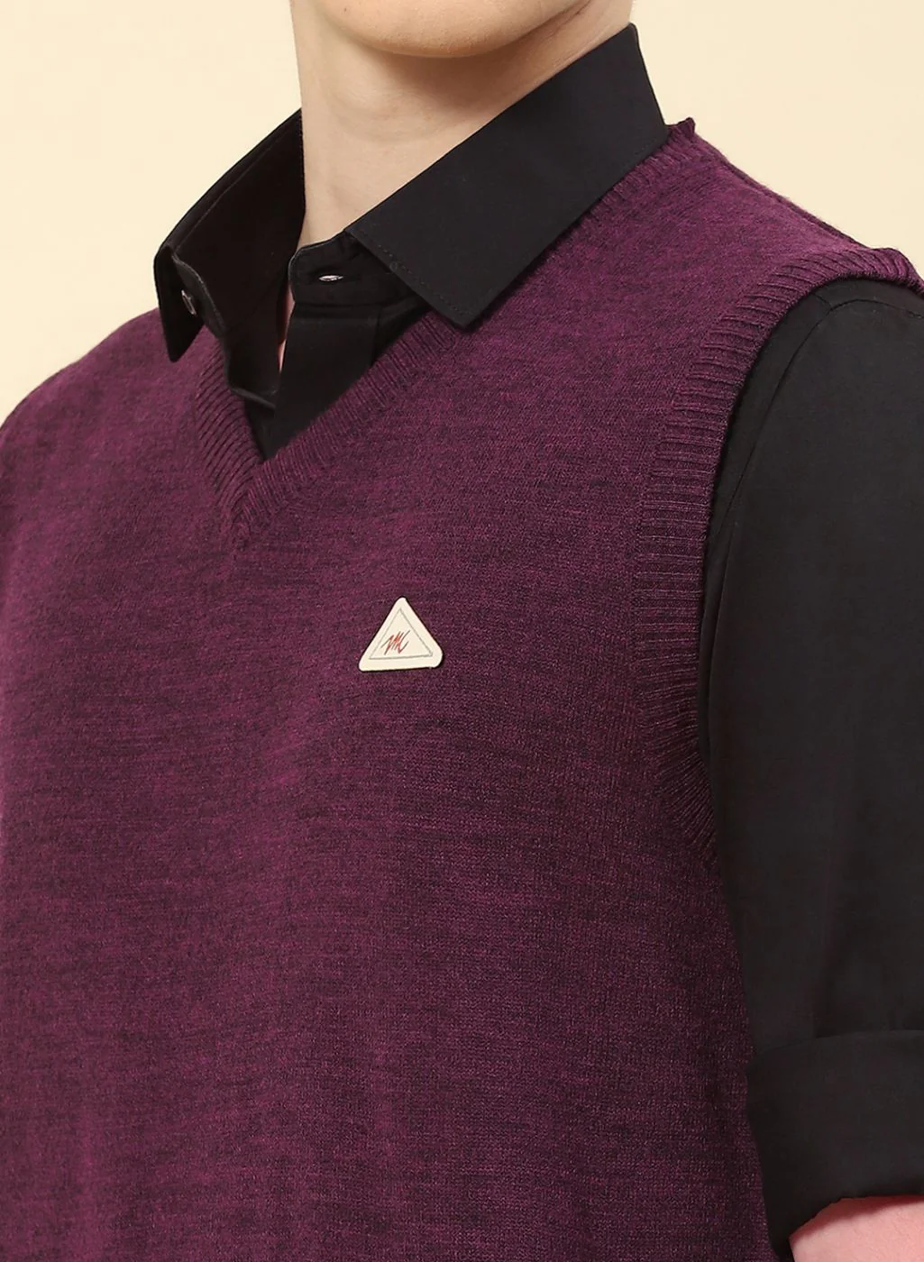 Men Purple Solid Blend wool Sweater - Image 6