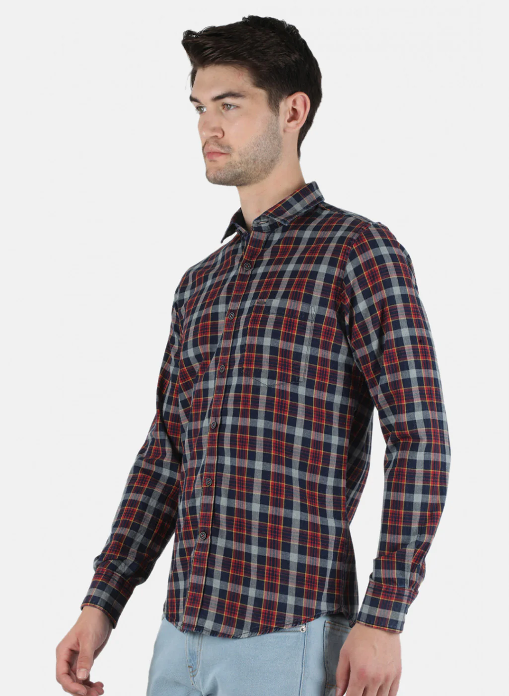 Men Red Check Shirt - Image 2