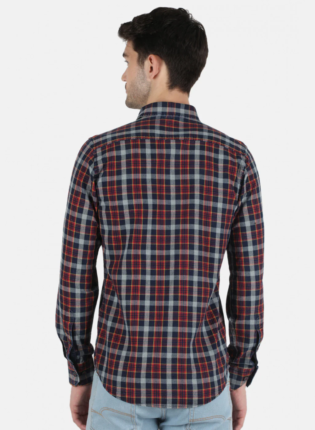 Men Red Check Shirt - Image 3