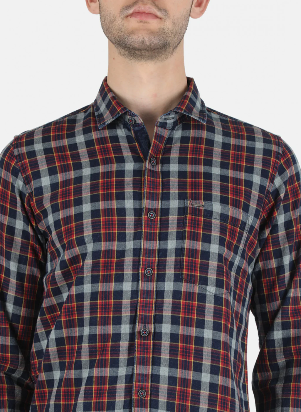 Men Red Check Shirt - Image 5