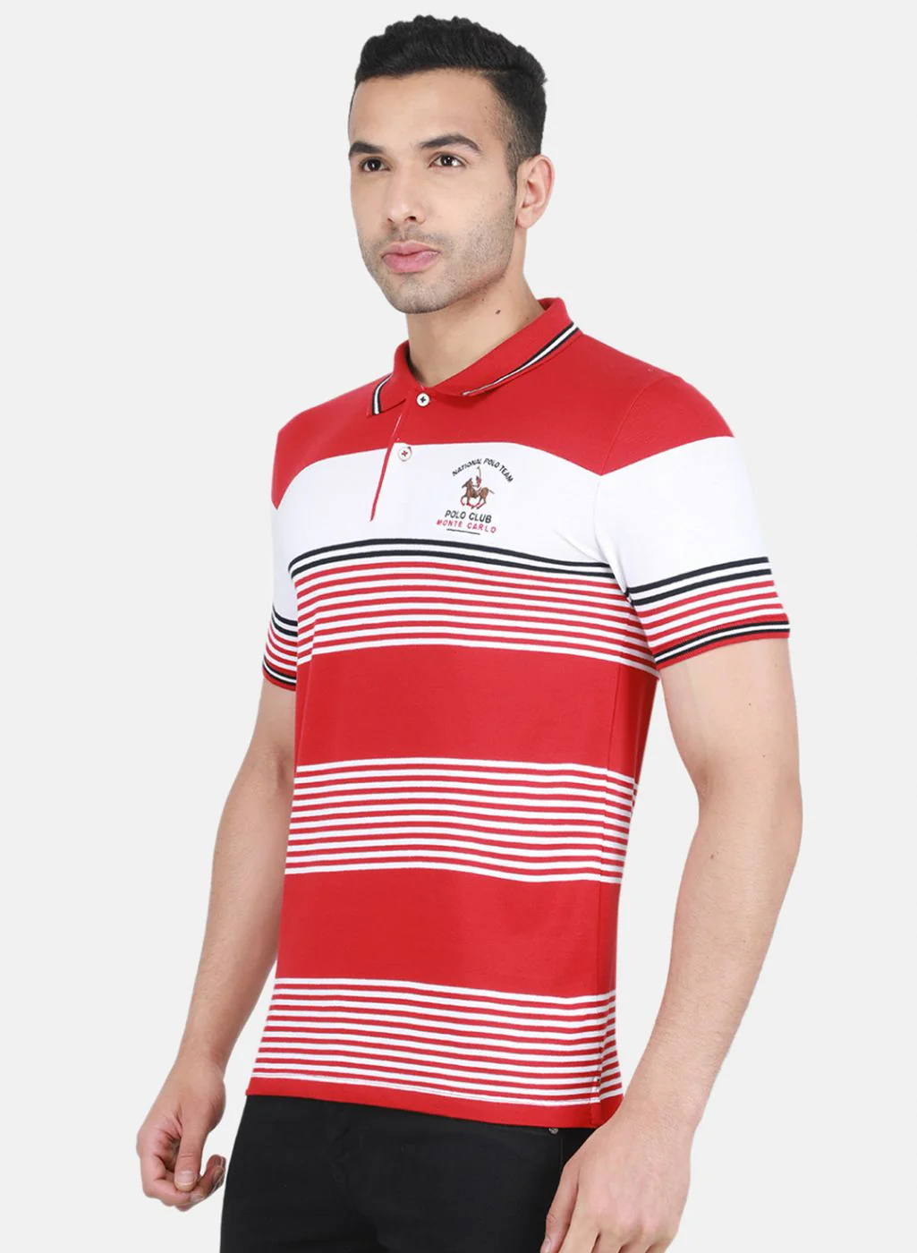 Men Red Jaquard T-Shirt - Image 2