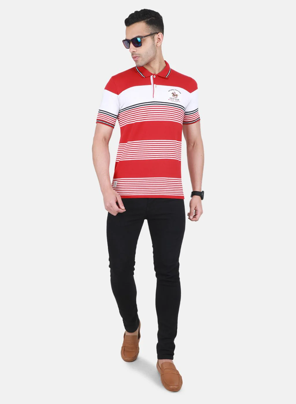 Men Red Jaquard T-Shirt - Image 4