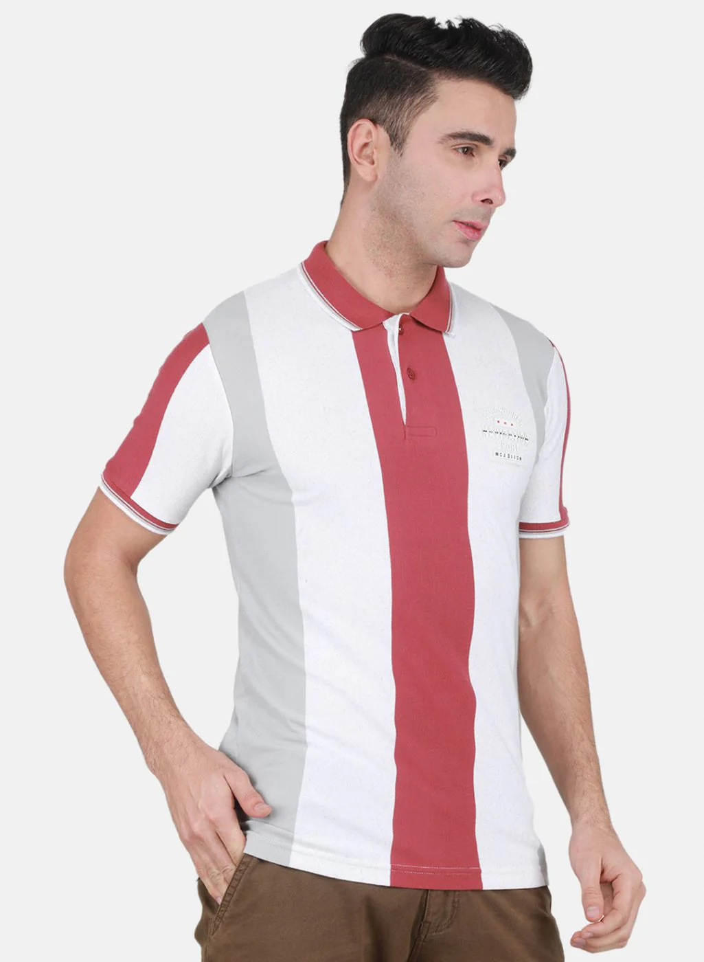 Men Red Jaquard T-Shirt - Image 6