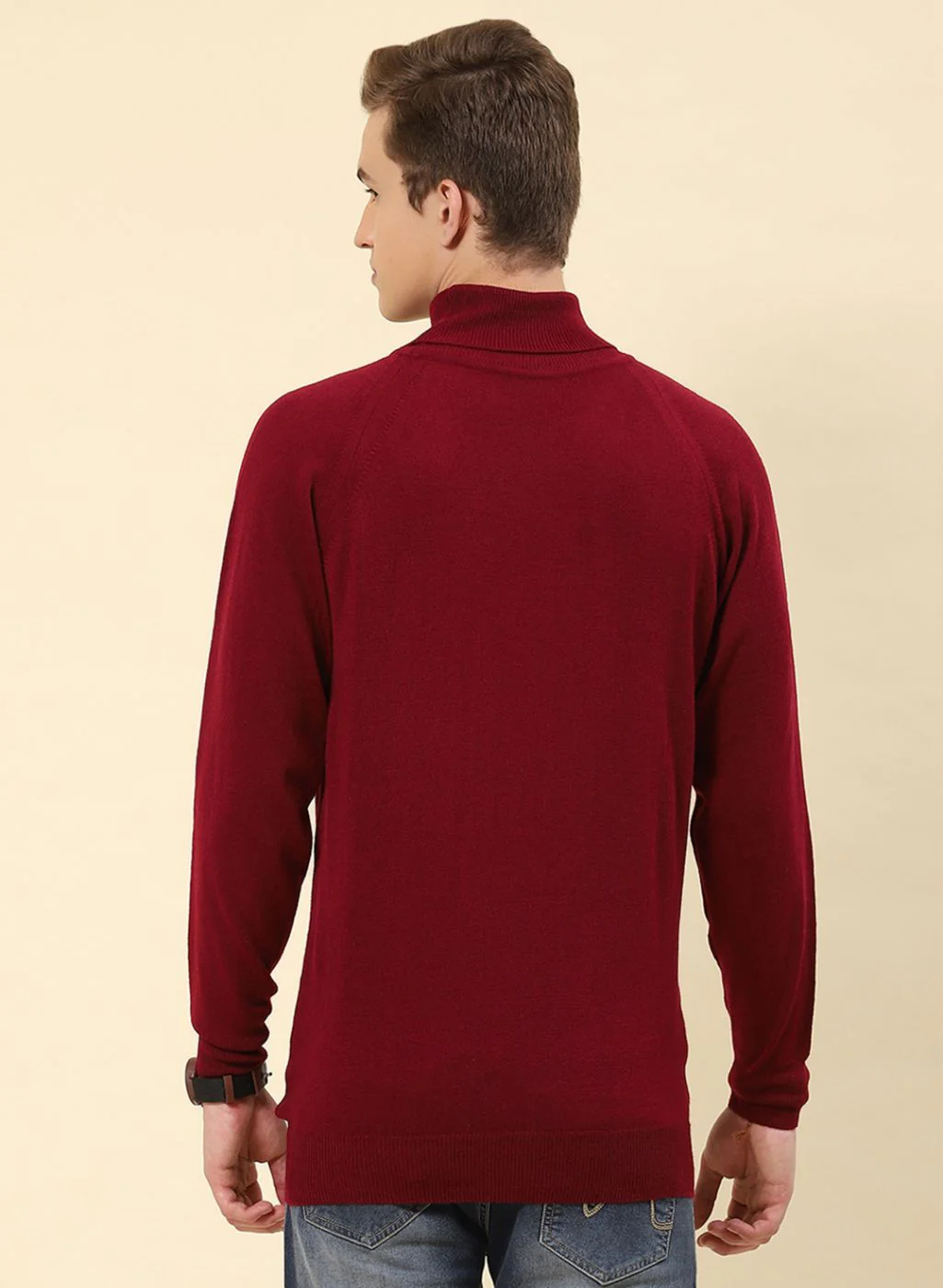 Men Red Solid Blend wool Pullover - Image 5