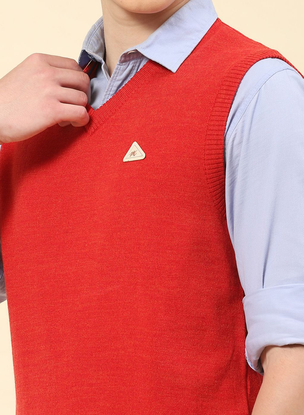 Men Red Solid Blend wool Sweater - Image 6